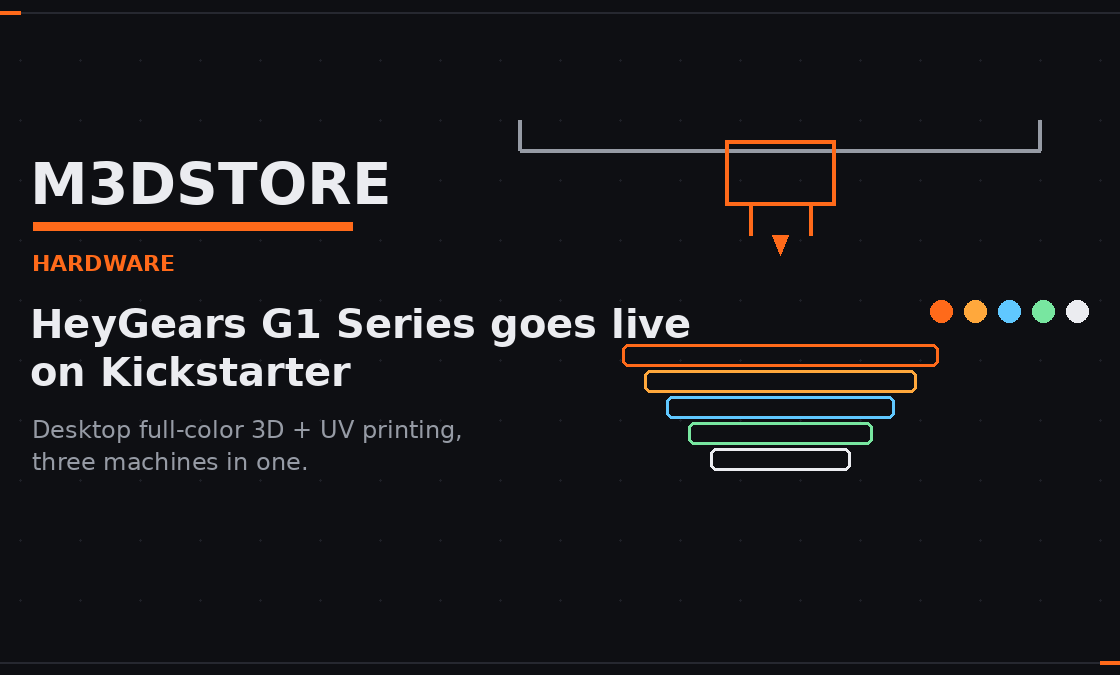 HeyGears G1 Series Goes Live on Kickstarter: Desktop Full-Color 3D + UV Printing